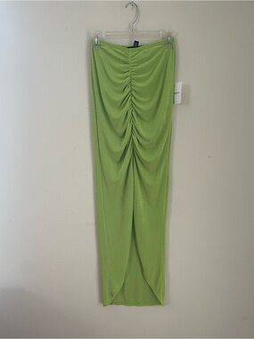 Forever 21 Lime Green Ruched Maxi Skirt